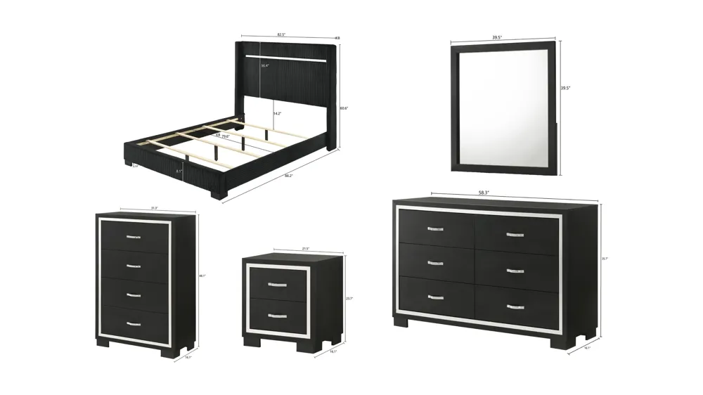 Gennro 5-pc. Bedroom Set Dimensions