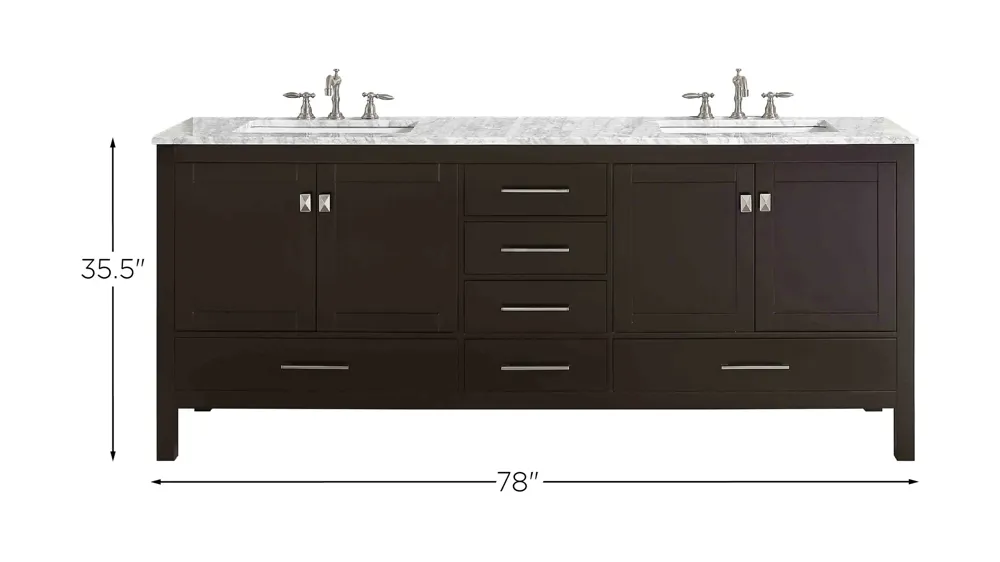 Sydney 78" Double Sink Bathroom Vanity Dimensions