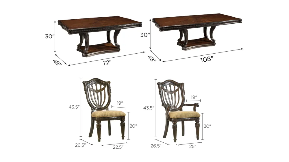 Bradford Heights 7-pc. Dining Set Dimensions