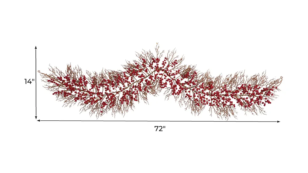 Adak 6ft Red Berry Garland Dimensions