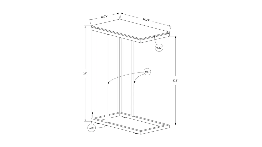 Monarch Specialties C Accent Table Dimensions