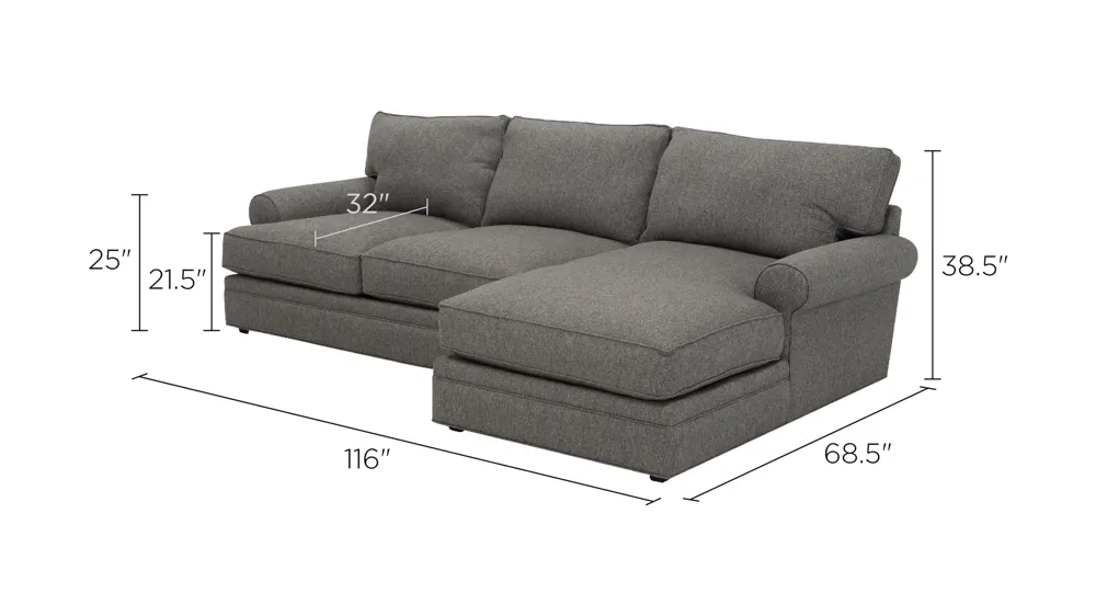 Wilkinson 2-pc. Sectional Sofa Dimensions