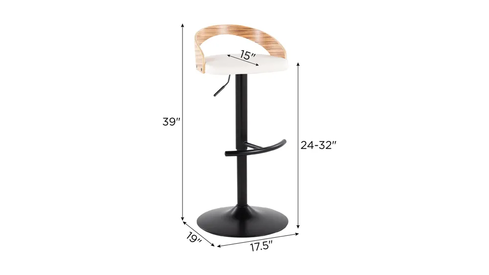 Grotto Adjustable Barstool - Set of 2 Dimensions