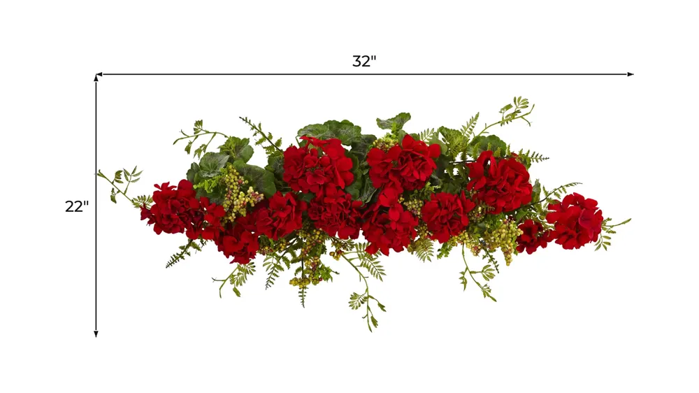 32in. Geranium and Berry Artificial Swag Dimensions