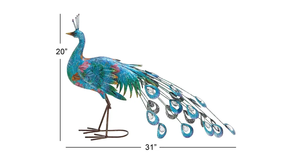 Ivy Collection Turquoise Metal Birds Garden Sculpture Dimensions