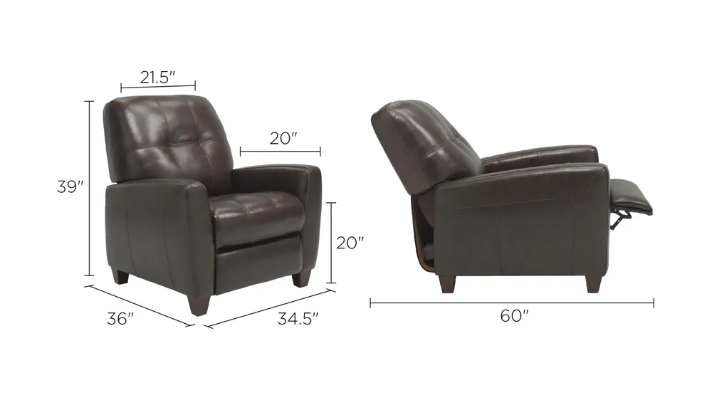 Gino Leather Pushback Recliner Dimensions
