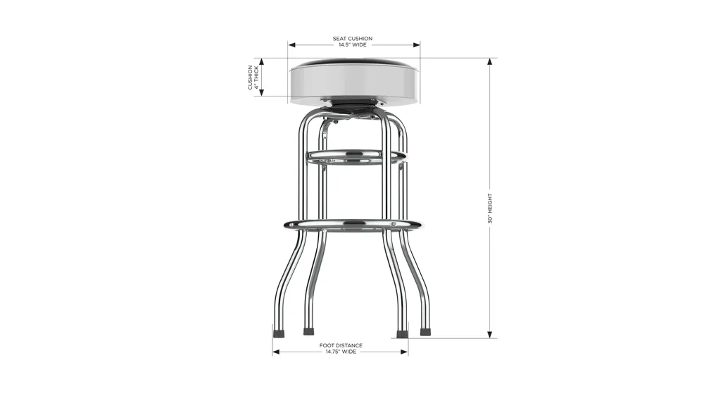 NCAA Backless Swivel Bar Stool Dimensions