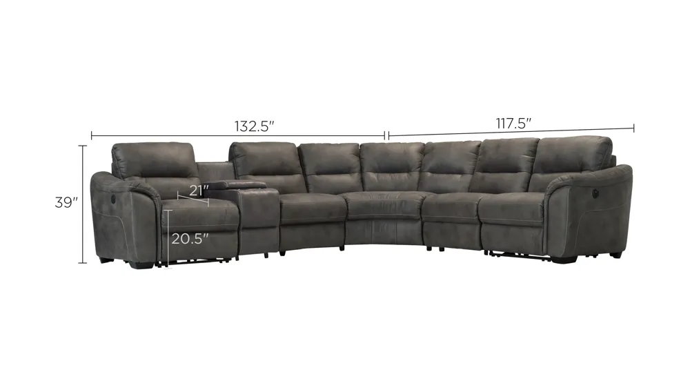Rockland 6-pc. Microfiber Power-Reclining Sectional Sofa w/ Storage Dimensions