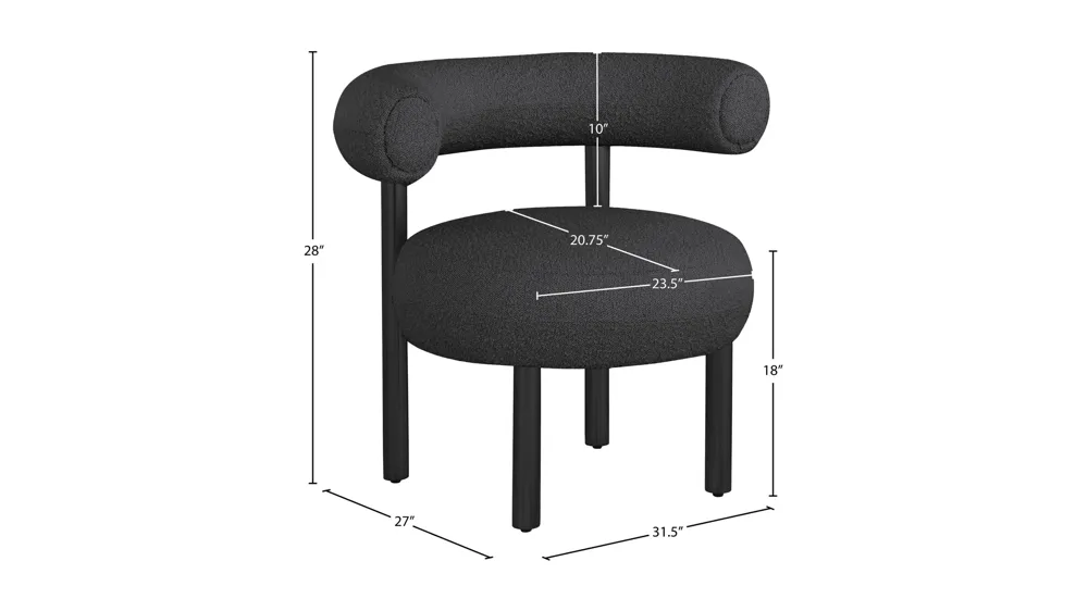 Bordeaux Boucle Fabric Accent Chair Dimensions