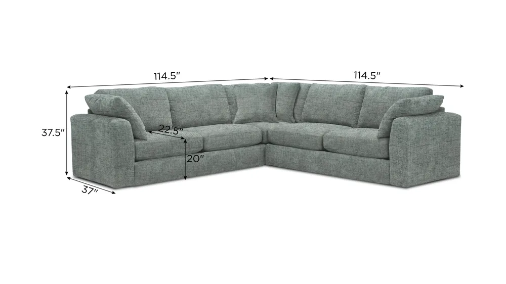 Nappily 3-pc. Sectional Dimensions