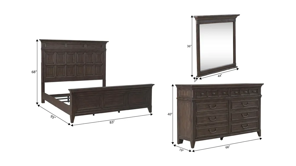 Paradise Valley 3-pc. Bedroom Set Dimensions