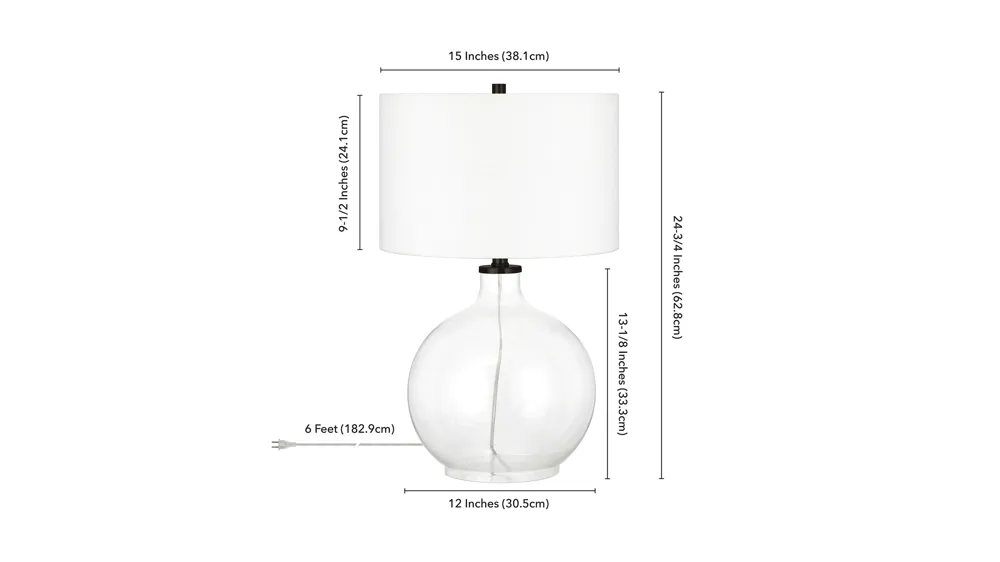 Lucinda Clear Glass Table Lamp Dimensions