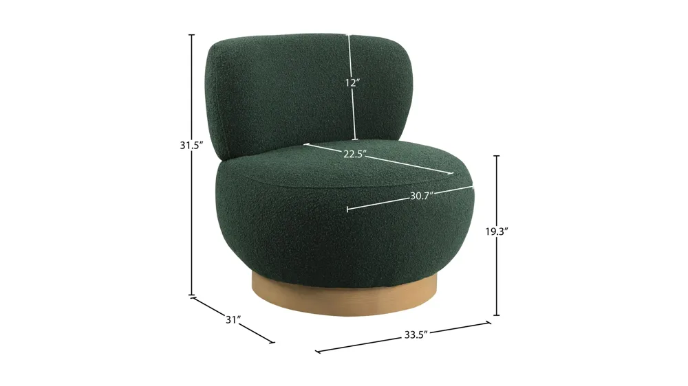 Calais Boucle Fabric Accent Chair Dimensions