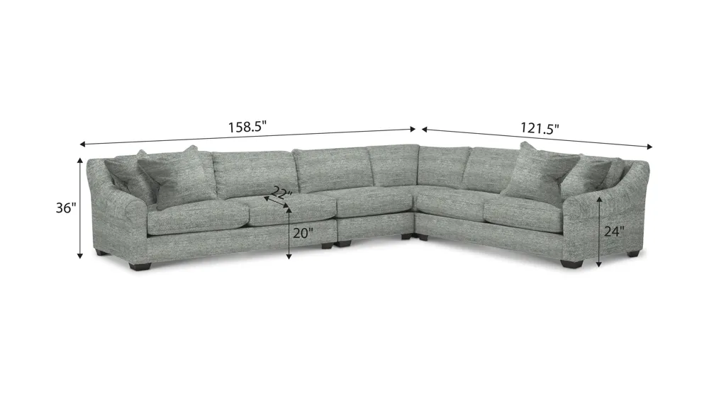 Thatcher 4-pc. Sectional Dimensions