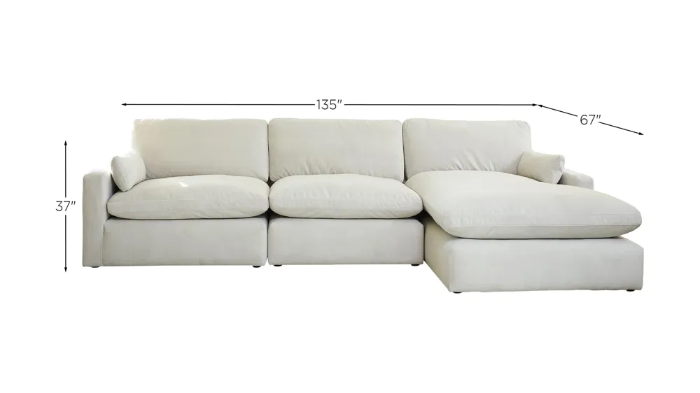 Sophie 3-pc. Sectional with Chaise Dimensions