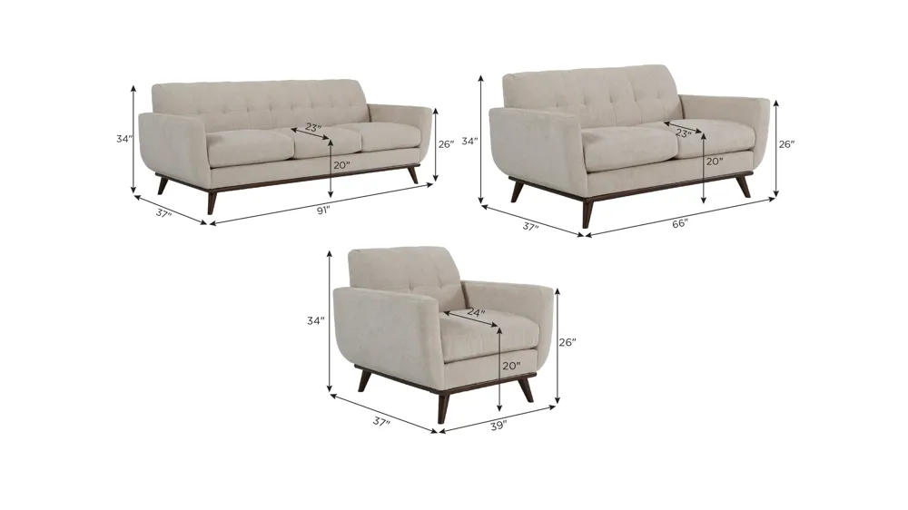 Milo Living Room Set Dimensions