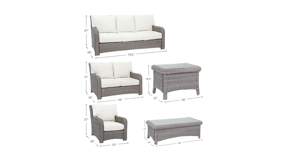 St Tropez 5-Pc Outdoor Living Set Dimensions