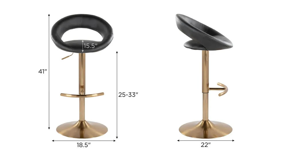 Posh Adjustable Barstool - Set of 2 Dimensions