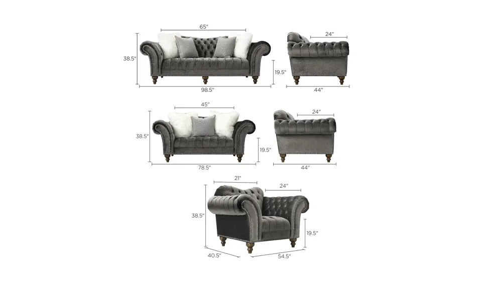 Duchess Living Room Set Dimensions
