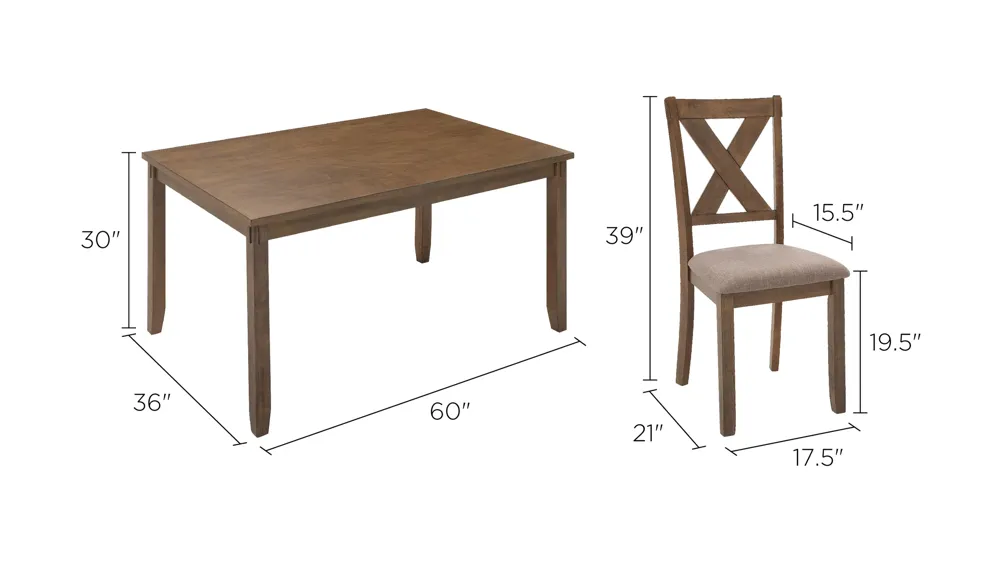 Cortez 5-pc. Dining Set Dimensions