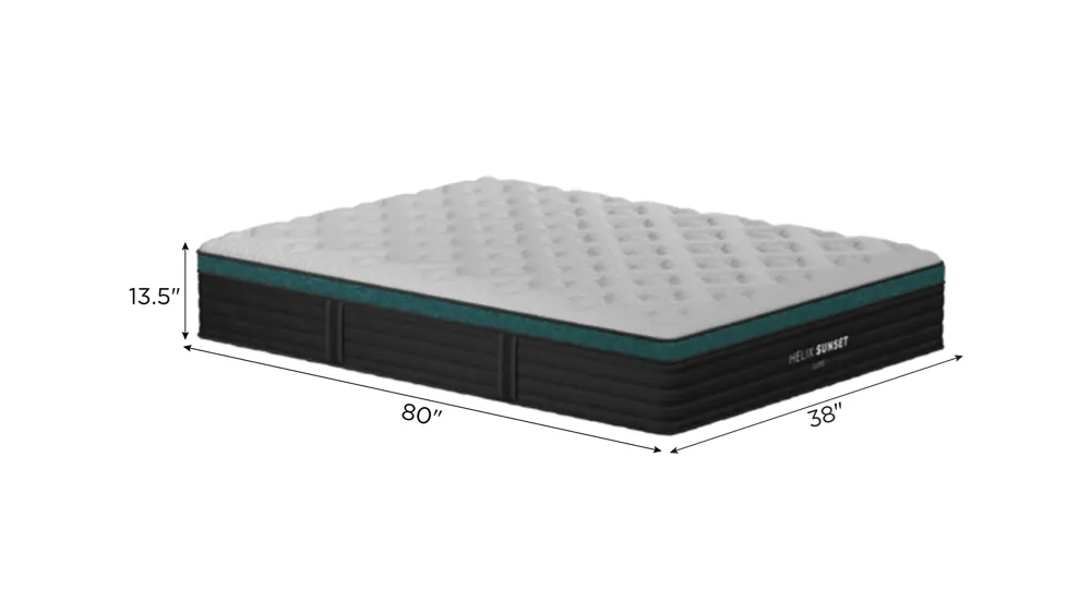 Helix Sunset Luxe Mattress with GlacioTex Cooling Cover Dimensions