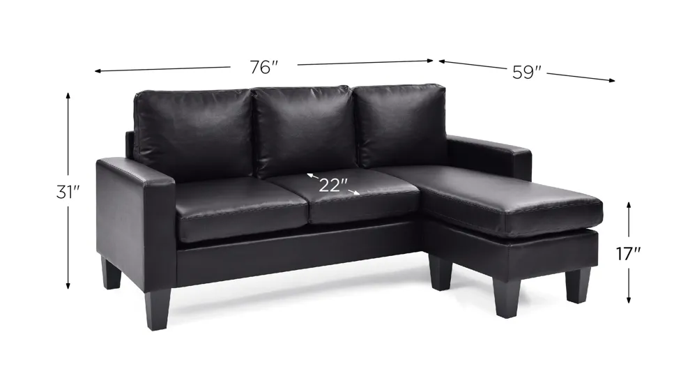 Jenna Reversible Sofa Chaise Dimensions