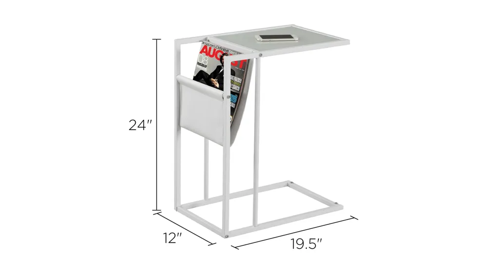 Keuka Rectangular Accent Table with Magazine Holder Dimensions
