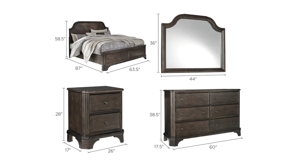 Milson Park 4-pc. Bedroom Set Dimensions