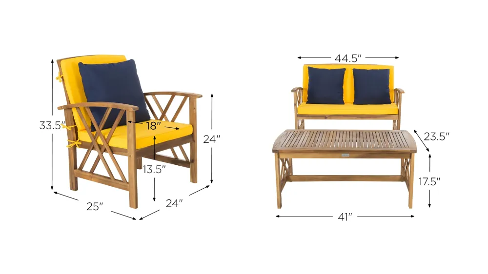 Wrangell 4-pc. Patio Set Dimensions