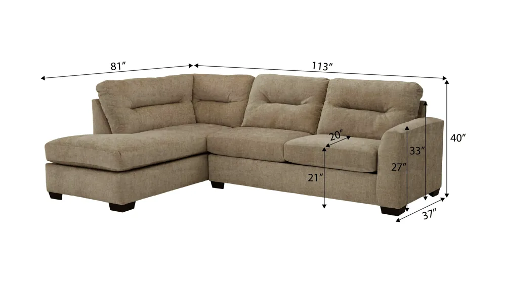 Oliver 2-pc. Sectional Dimensions