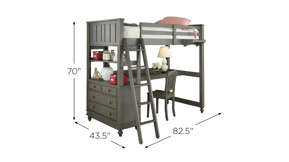 Lake House Twin Loft with Desk Dimensions