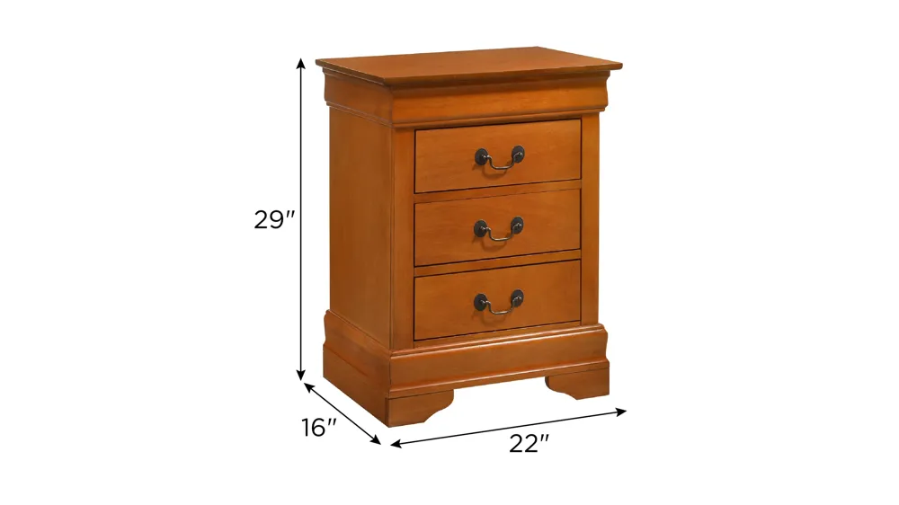 Rossie 3-Drawer Nightstand Dimensions