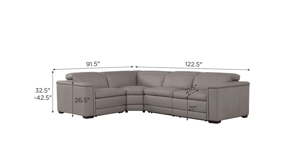Finnegan 3-pc. Dual Power Sectional Dimensions