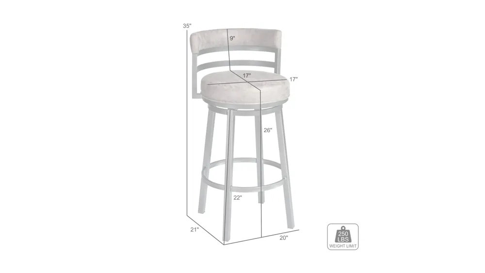 Clary 26" Swivel Counter Stool Dimensions
