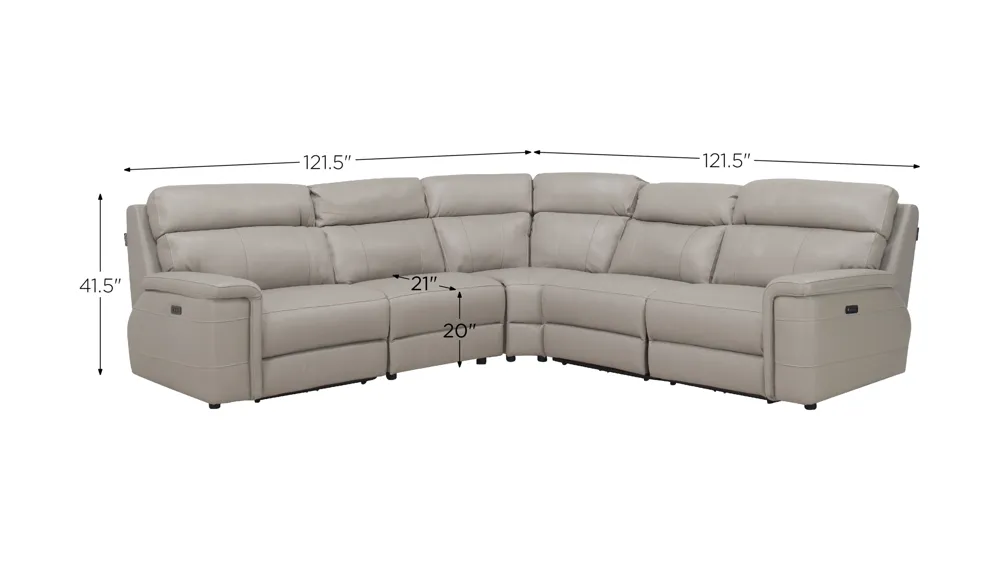Conrad 5-pc. Sectional Sofa Dimensions