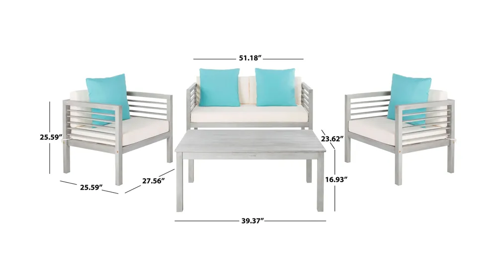 Korbin 4-pc. Outdoor Patio Set Dimensions