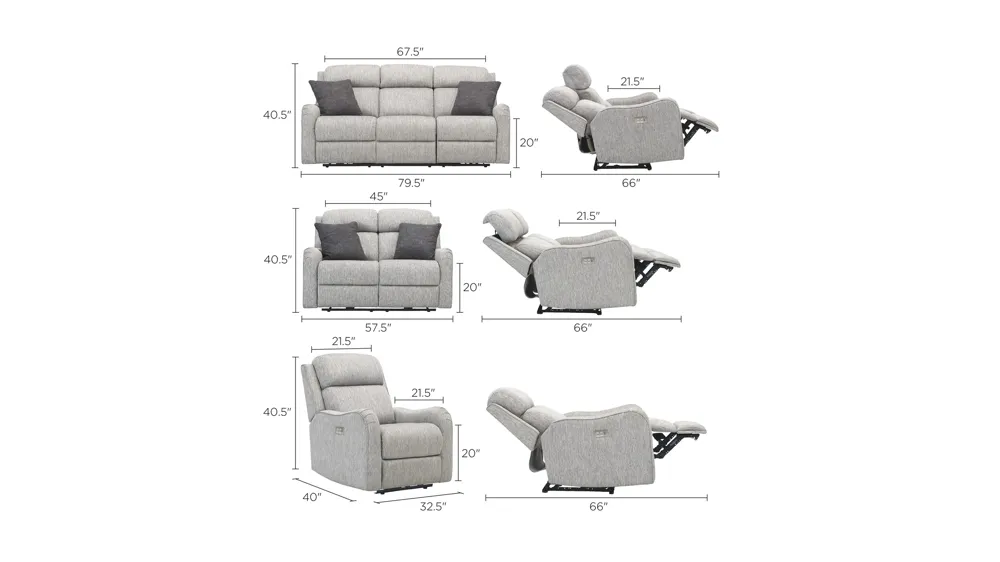 Waverly Living Room Set Dimensions