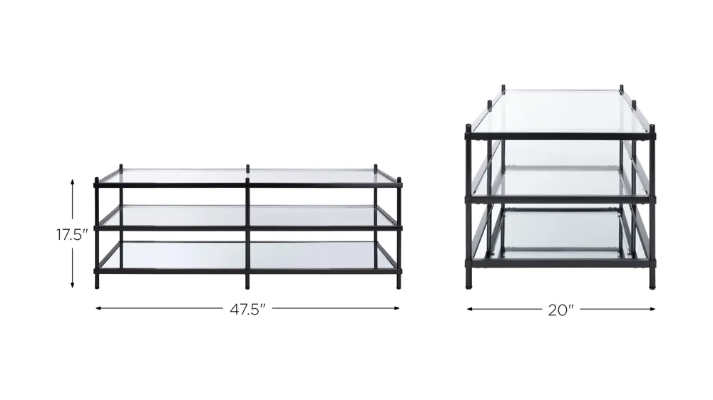 Keelin Glass And Mirror Coffee Table Dimensions