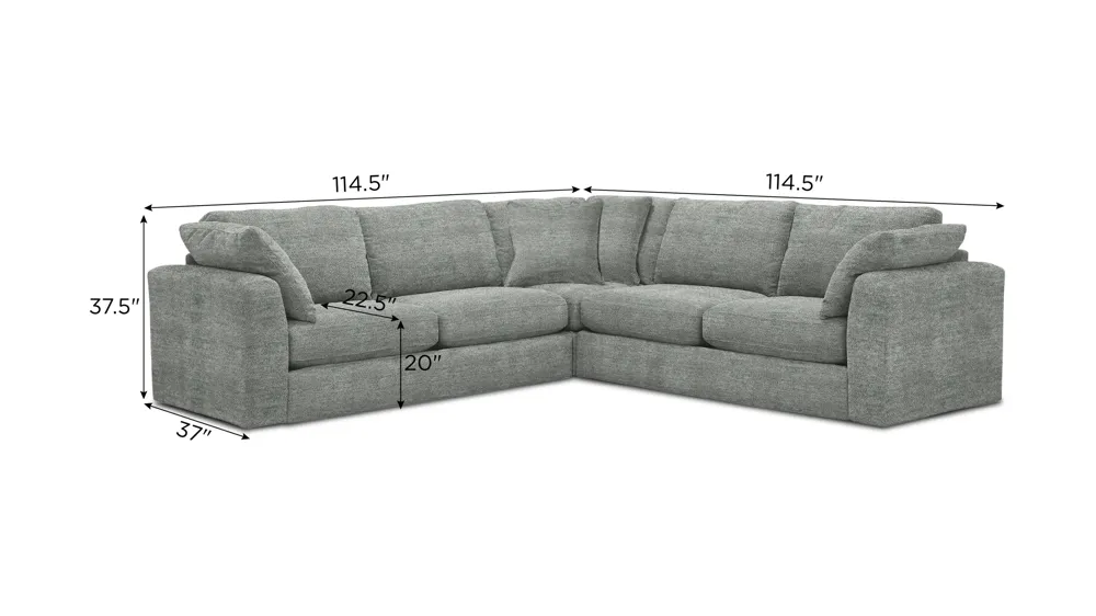 Nappily 3-pc. Sectional Dimensions
