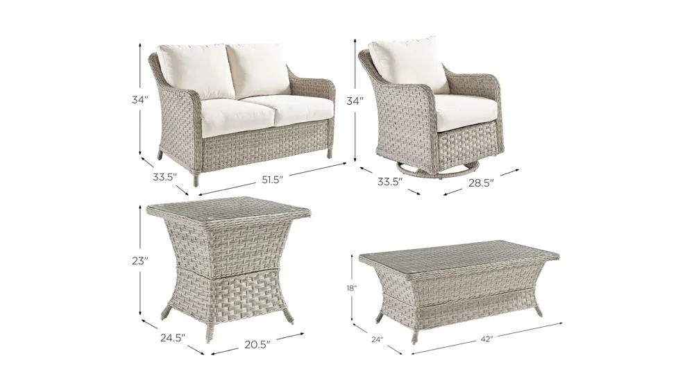 Mayfair 4-pc. Outdoor Living Set Dimensions