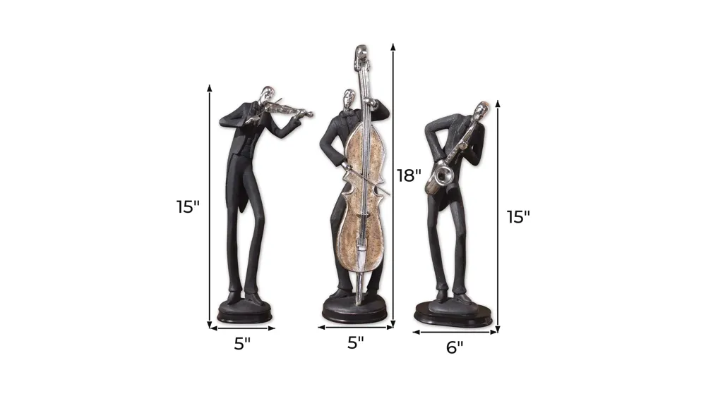 Musician Figurines: Set of 3 Dimensions