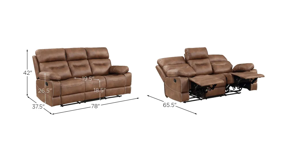 Rudger Reclining Sofa Dimensions