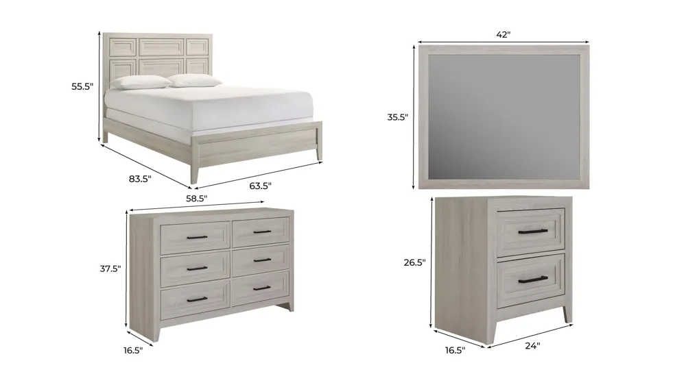 Syrus 4-pc. Bedroom Set Dimensions