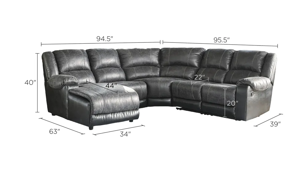 Oakley 5-pc. Reclining Sectional Sofa Dimensions