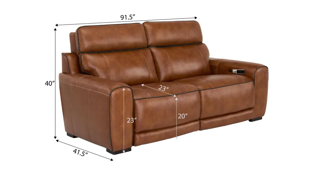 Titan 2-pc. Triple Power Leather Sectional w/ Immersive Entertainment, Heat & Massage Dimensions