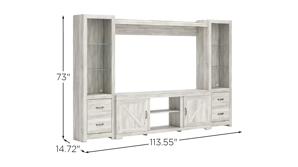 Bellaby 4-Piece Entertainment Center Dimensions