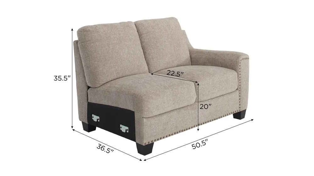 Caravan Right Arm Facing Loveseat Dimensions