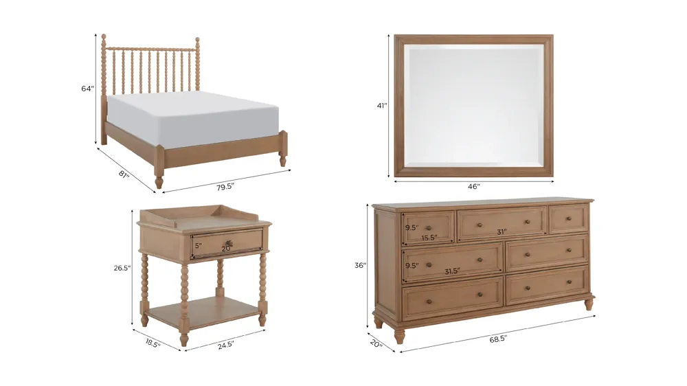 Joy 4pc. Bedroom Set Dimensions