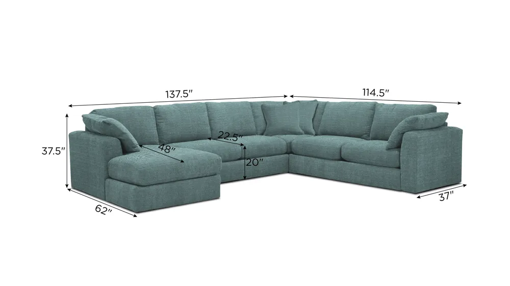 Nappily 4-pc. Sectional Dimensions