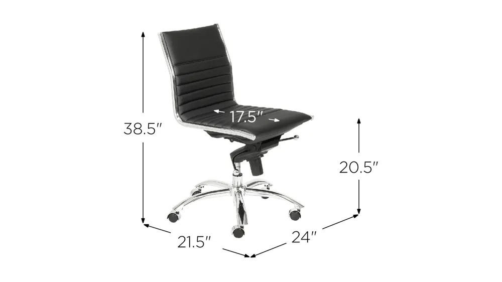 Dirk Armless Low Back Office Chair Dimensions